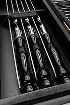 Набір для мангалу з шампурами, флягою та сіткою для риби у чорному кейсі KDP Black, фото 3