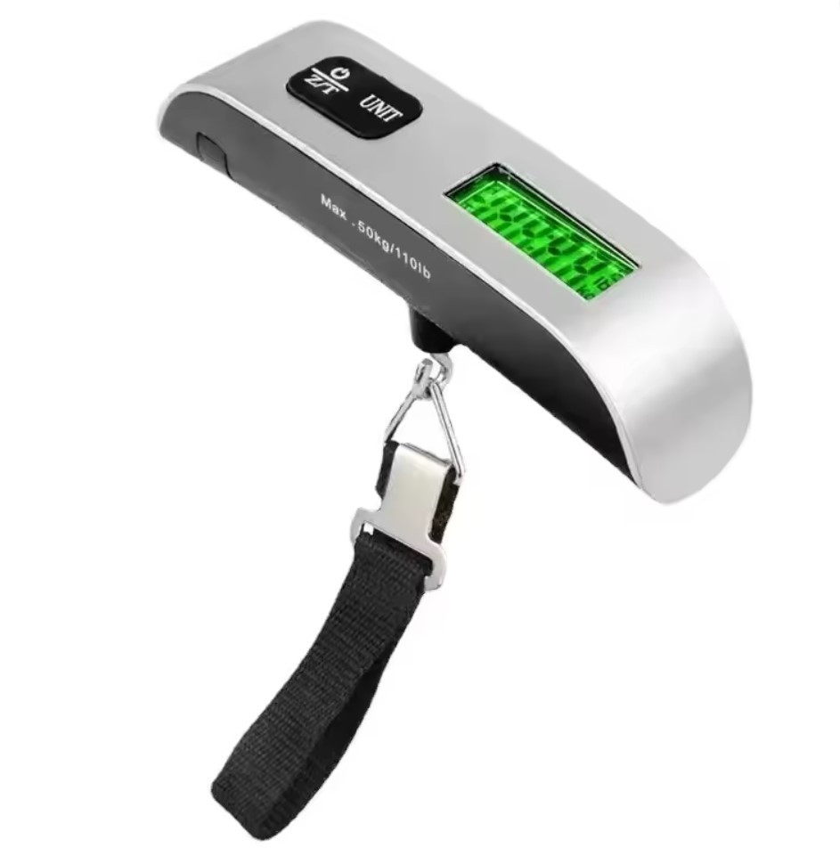 Ваги для багажу електронні портативні кантерні 50 кг з термометром, підсвічуванням та функцією тари, фото 1