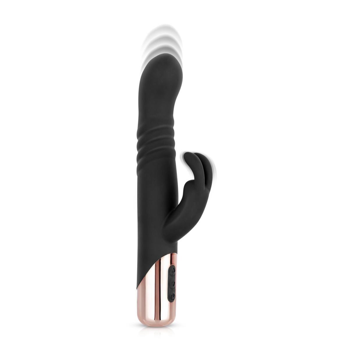 Вібратор-кролик Rosy Gold — Rabbit Vibrator with thrusting function — Black
