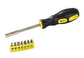 Викрутка магнітна +7 насадок 25 мм (SL 4; 5; 6; PH 1/PH 2; PZ1/PZ2) MASTER TOOL 40-0142