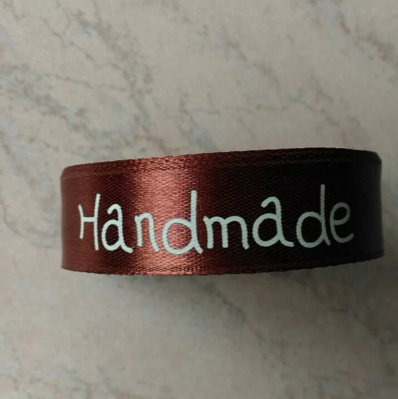 Атласна стрічка з написом коричнева ширина 2 см, фото 1