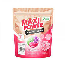 MAXI POWER Капсули для прання універсальні Квітковий вітер 11 шт.
