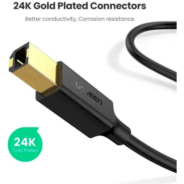 Дата-кабель Ugreen US135 USB 2.0 AM (тато) - BM (тато) Print Cable, 5m Black (10352), фото 1
