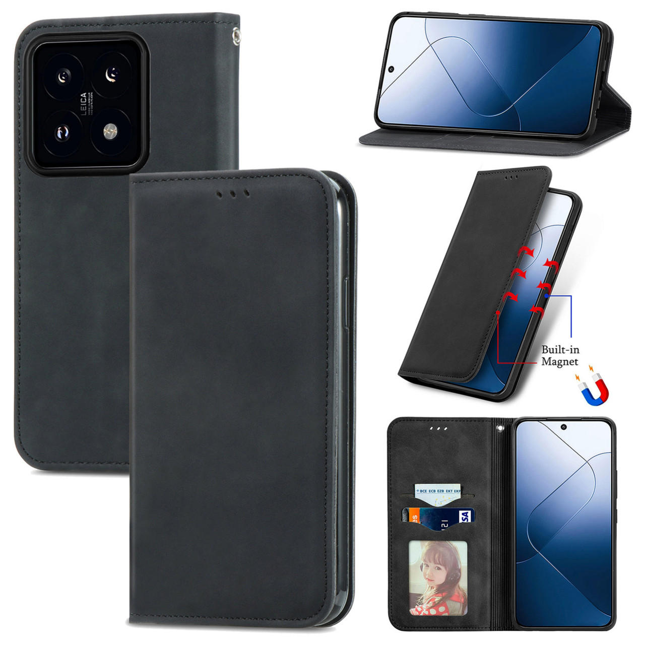 Чохол-книжка Skin Feel Leather Wallet для Xiaomi 14T Pro Black, фото 1