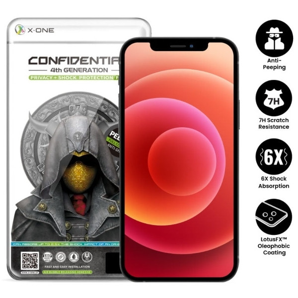 Захисна плівка iPhone 13 Pro Max /14 Plus з чорною рамкою, протиударна, антишпигун, 2.5D, 7H, Privacy, Confidential, 4th, фото 1