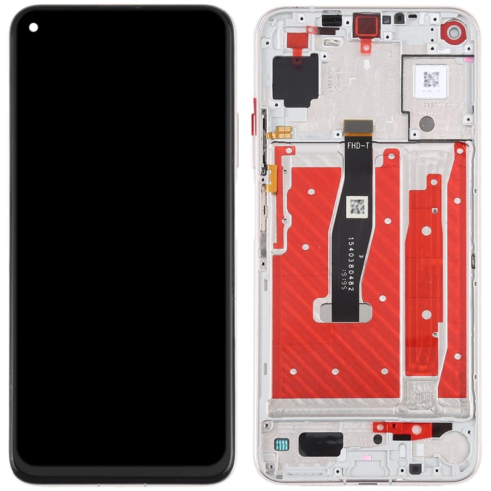 Дисплей Honor 20 /Huawei Nova 5T чорний, оригінал PRC, з рамкою сріблястого кольору, Icelandic White, фото 1