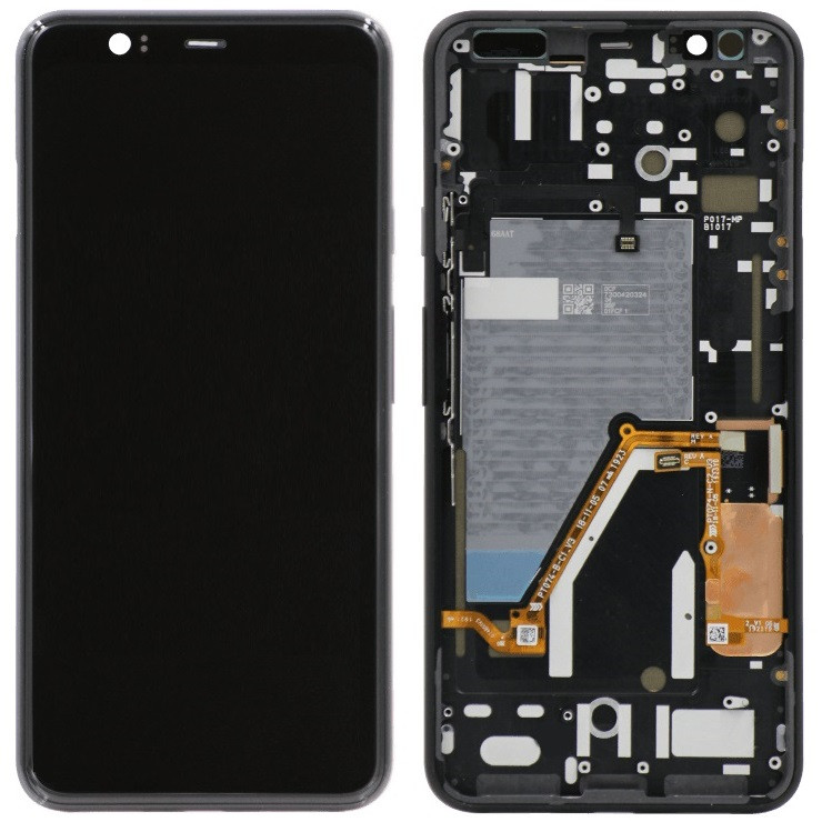 Дисплей Google Pixel 4 XL чорний, P-OLED, оригінал PRC, з рамкою, Just Black (біла кнопка), фото 1