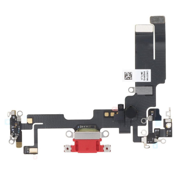 Шлейф iPhone 14 з роз'ємом зарядки, з мікрофонами, червоний, Red, оригінал PRC, фото 1