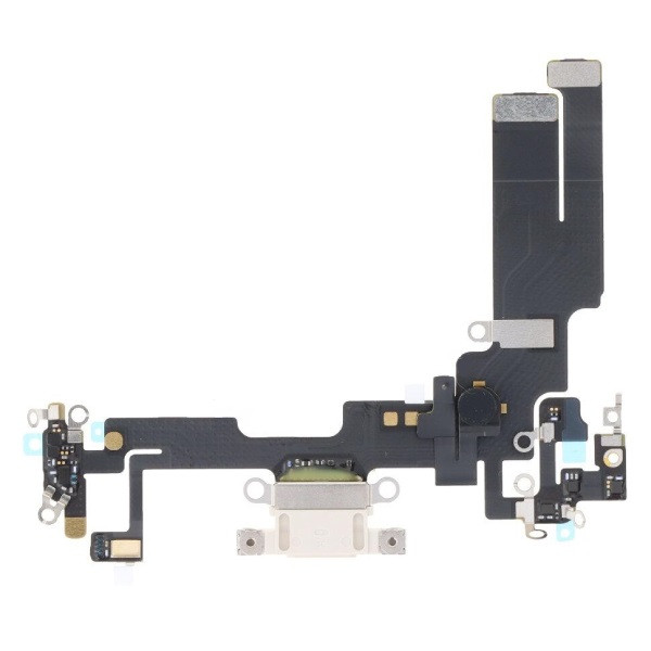 Шлейф iPhone 14 з роз'ємом зарядки, з мікрофонами, білий, Starlight, оригінал PRC, фото 1