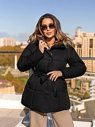 Куртка з капюшоном у подовженому фасоні чорного кольору