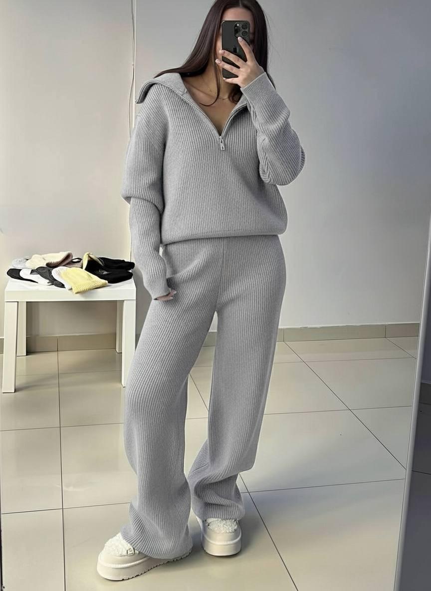 Костюм: кофтинка+брюки палаццо сірого кольору, фото 1