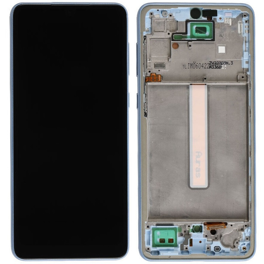 Дисплей Samsung A336 Galaxy A33 5G чорний, TFT, без функції відбитка пальця, з рамкою блакитного кольору, Blue, фото 1