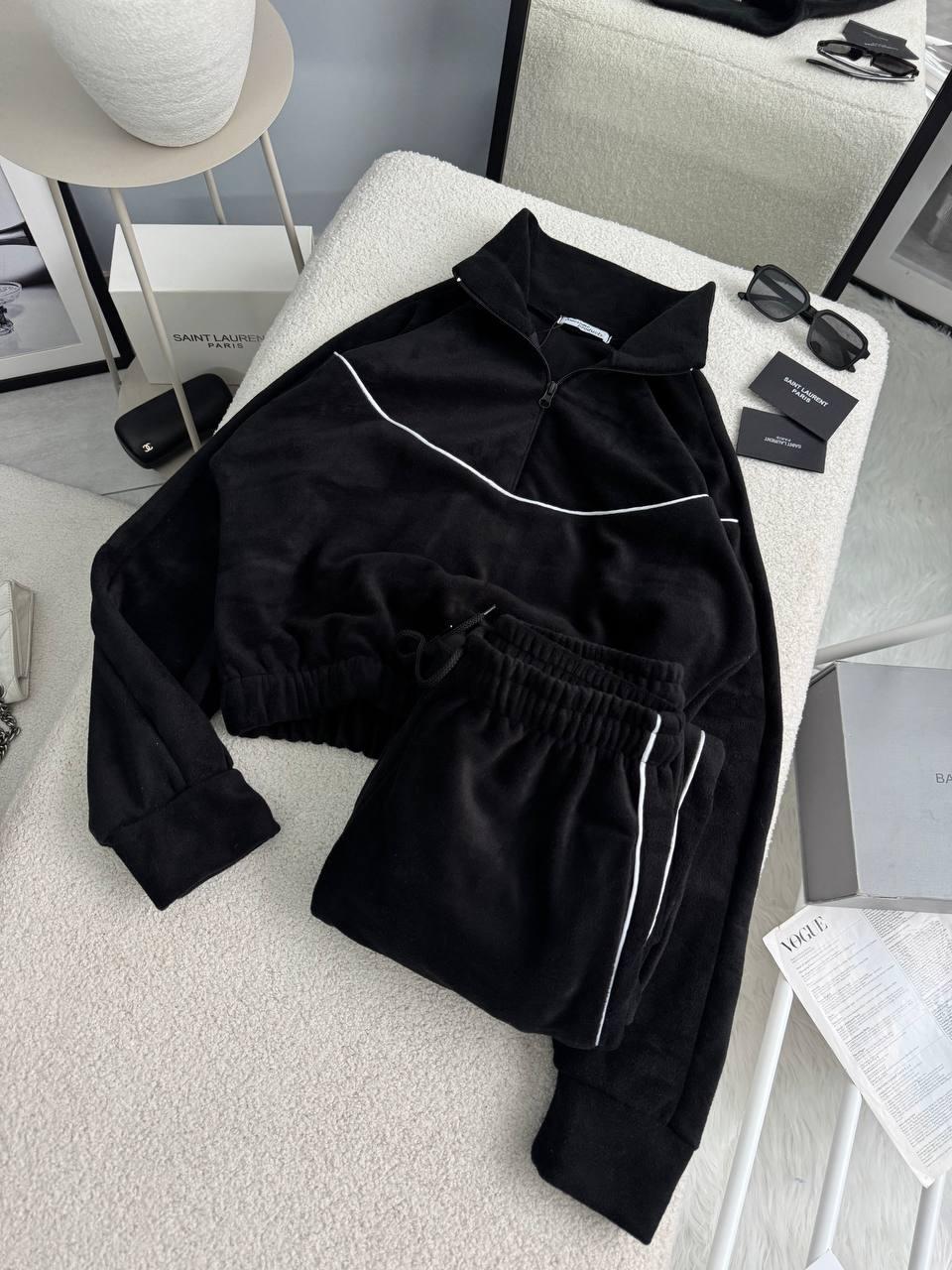 Костюм: кофта + джоггери чорного кольору, фото 1