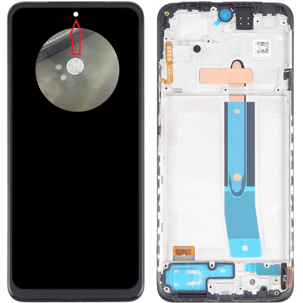 Дисплей Xiaomi Redmi Note 11S 4G /Poco M4 Pro 4G чорний, Amoled, оригінал PRC, з рамкою - відшарування в окошке камери, фото 1