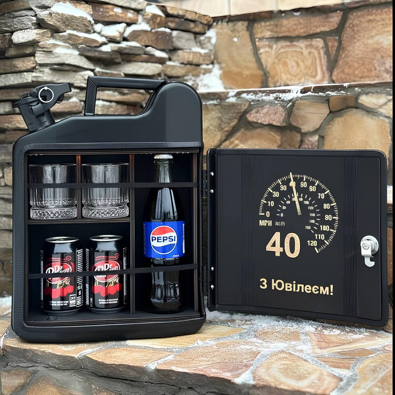 Каністра бар 10 л з гравіюванням, міні бар, оригінальний подарунок чоловікові на юбілей, день народження, фото 1