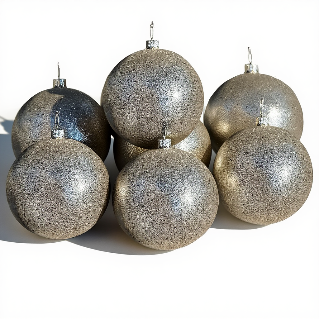 Набір куль на ялинку 6 (шт) Ø8 (см) гарні глянсові новорічні кулі, ялинкові кулі іграшки на ялинку Шампань, фото 1