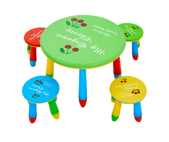 Дитячий круглий столик з 4-ма табуретками Terrio Салатовий, фото 1