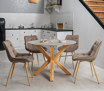 TМ-237 стіл d-110 см матова кераміка вуд вейн + натуральний каучук TM Vetro Mebel