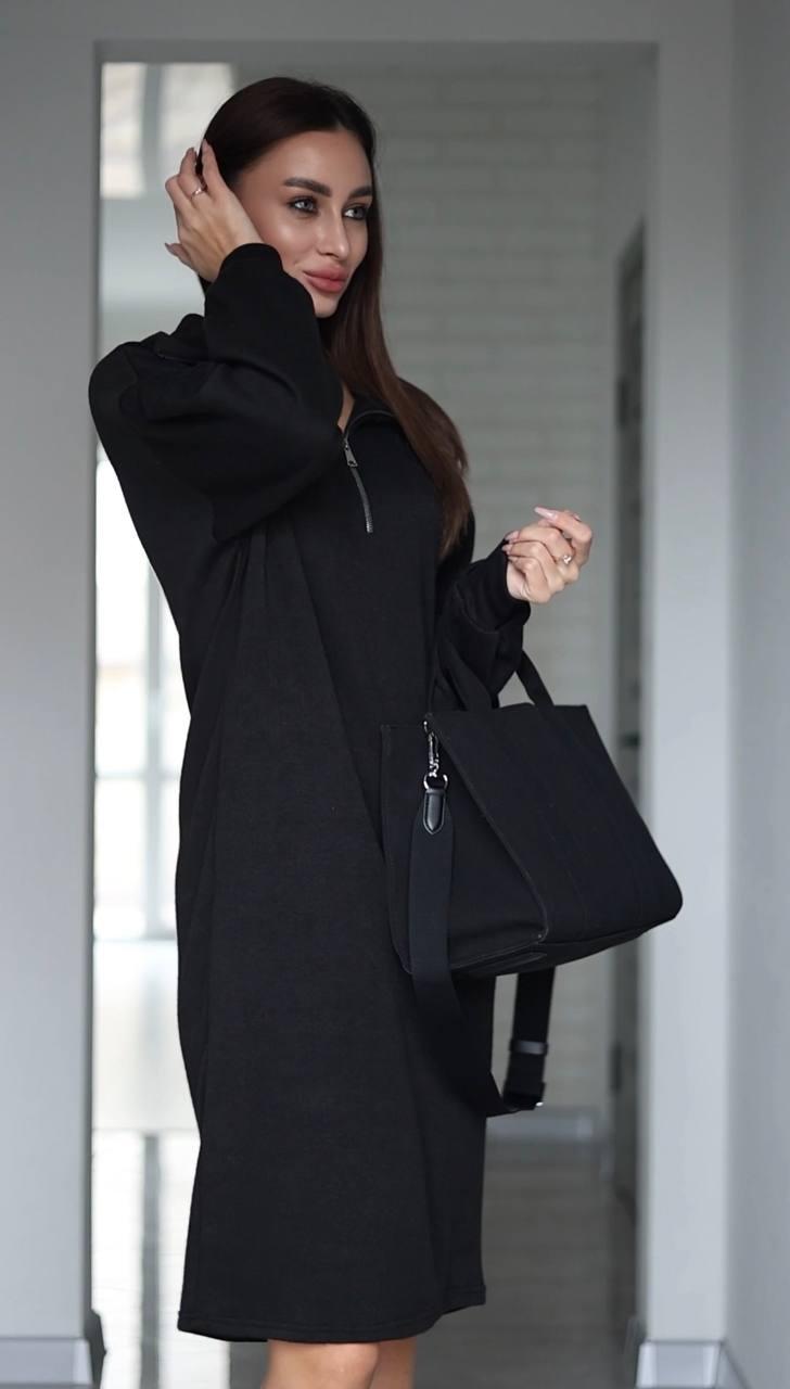 Стильна та комфортна ангорова сукня чорного кольору, фото 1