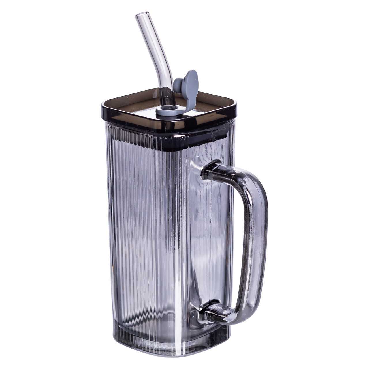 Кружка скляна з кришкою та трубочкою 280 (мл) чашка з трубочкою та кришкою на подарунок HP-19-52, фото 1