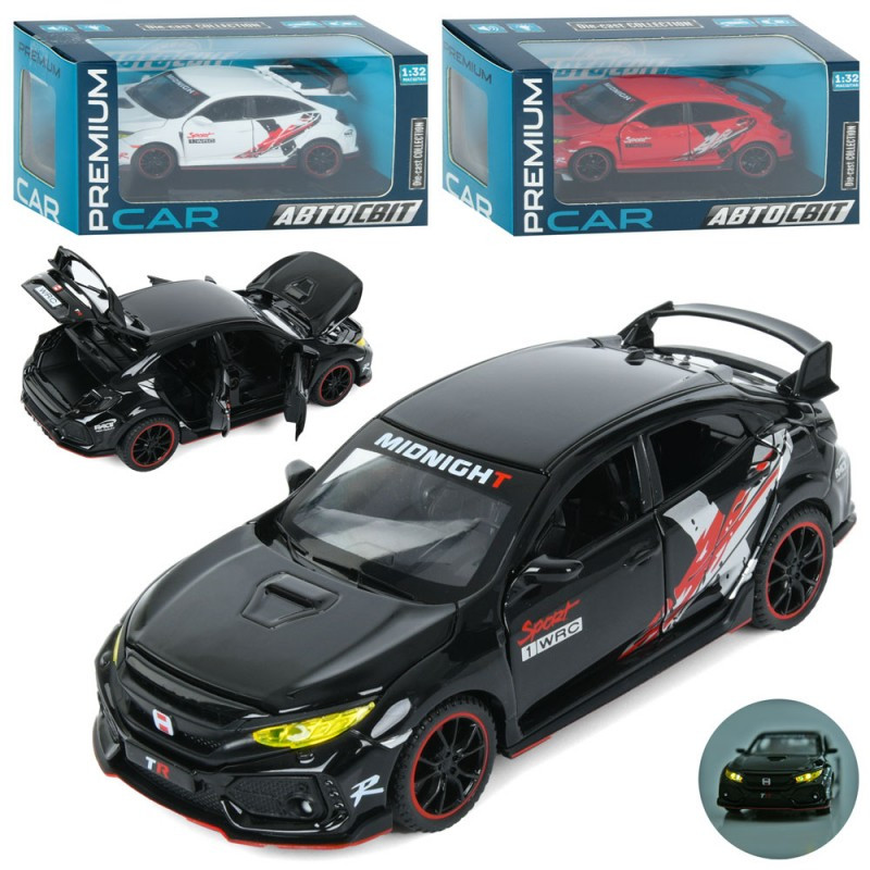 Машина металева автомодель "HONDA" AP-1878,1:32, інерційна,15см, звук, світло, відчиняються двері і капот, фото 1