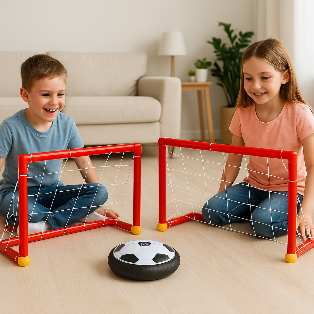 Набір Аерофутбол Hover Ball з 2 Воротами • Літаюча Футбольна Шайба з LED Підсвіткою • Дитяча Іграшка для Гри в Домі, фото 1