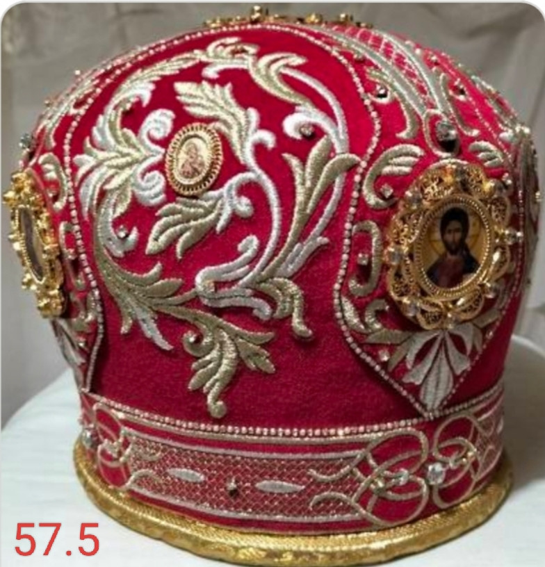 Митра вишита декоративними елементами (каміння фіаніт) 57,5, фото 1