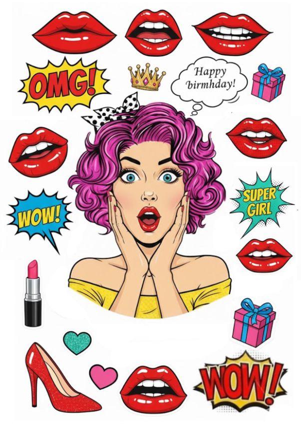 Вафельна картинка "Тортик для дівчинки" задувать свічку WOW /ВК-0180/ - А4, фото 1