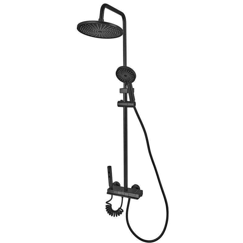 Душова колона зі змішувачем з кнопковим перемикачем з алюмінію Champion PBD-009-J BLACK, 4 режими (CH6549), фото 1