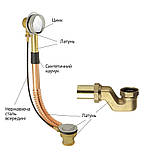 Сифон для ванни Koer BD-02-01 напівавтоматичний з переливом, без ревізії (Колір хром) 1 1/2'' (KR5195), фото 2