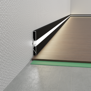 Плінтус прямокутний з LED підсвіткою алюмінієвий 60 мм ПНП-608 чорний