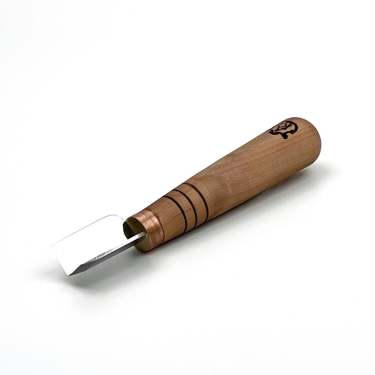 Коротка кутова рівна стамеска 15мм АЮ-STRYI Profi для геометричного різьблення, фото 1