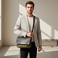 Сумка через плече чоловіча Канвас-шкіра крейзі