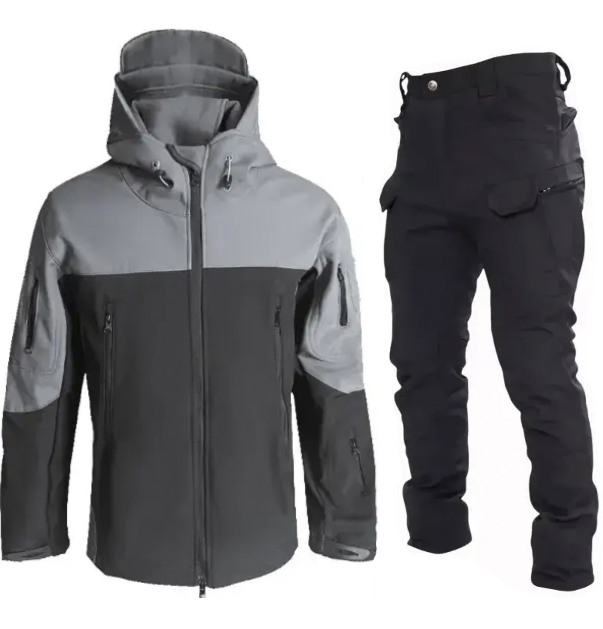 Костюм софтшел Чорний з сірим Soft Shell на флісі XL