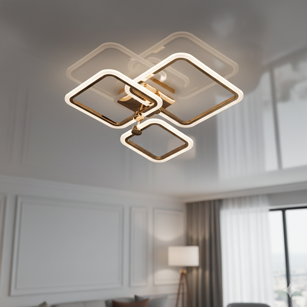 Люстра світлодіодна з пультом Diasha 65W до 16 м² колір Золотистий A8208/3G 3col dim, фото 1