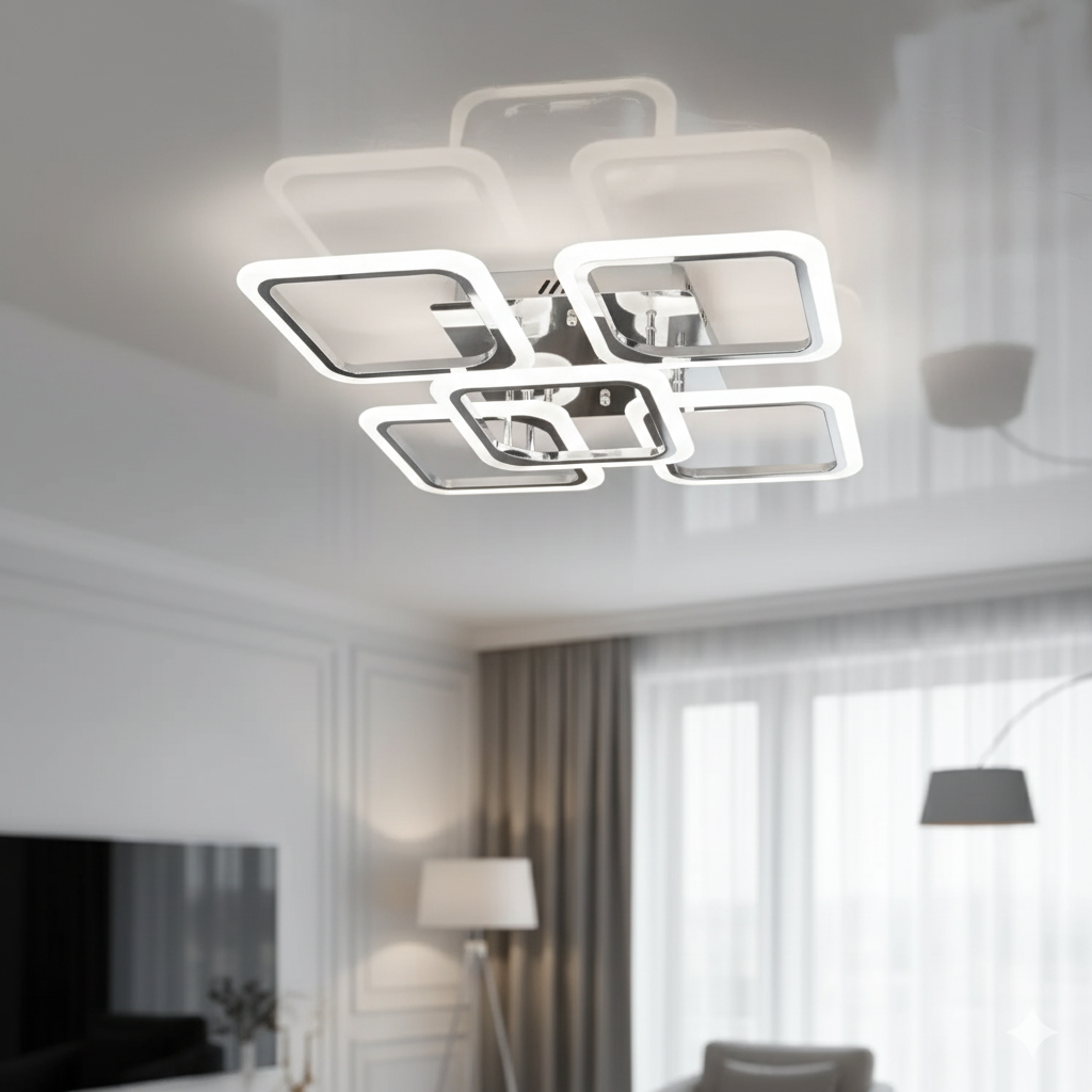 Люстра Led з пультом без підсвічування Diasha 90W до 20 м² колір Хром A8060/4+1HR, фото 1