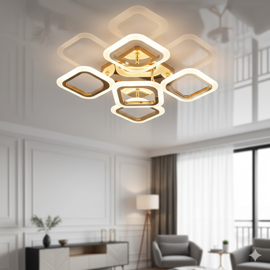 Led люстра без підсвічування Diasha 50W до 12 м² колір Золотистий AS8060/4+1G, фото 1