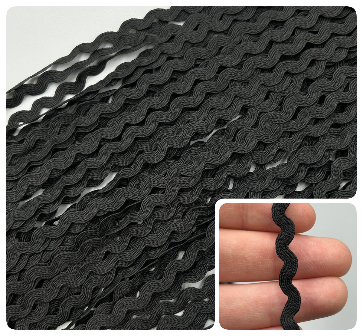 Тесьма декоративна / Берізка / 5 мм / 24 метри / Чорний, фото 1