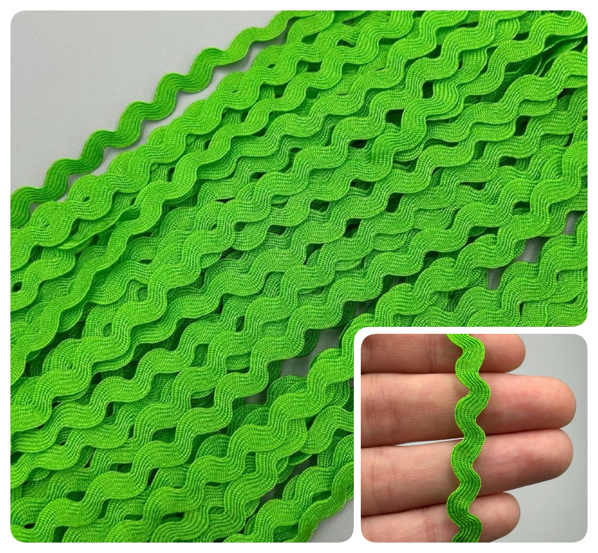 Тесьма декоративна / В'юнок / 5 мм / 24 метри / Салатовий, фото 1