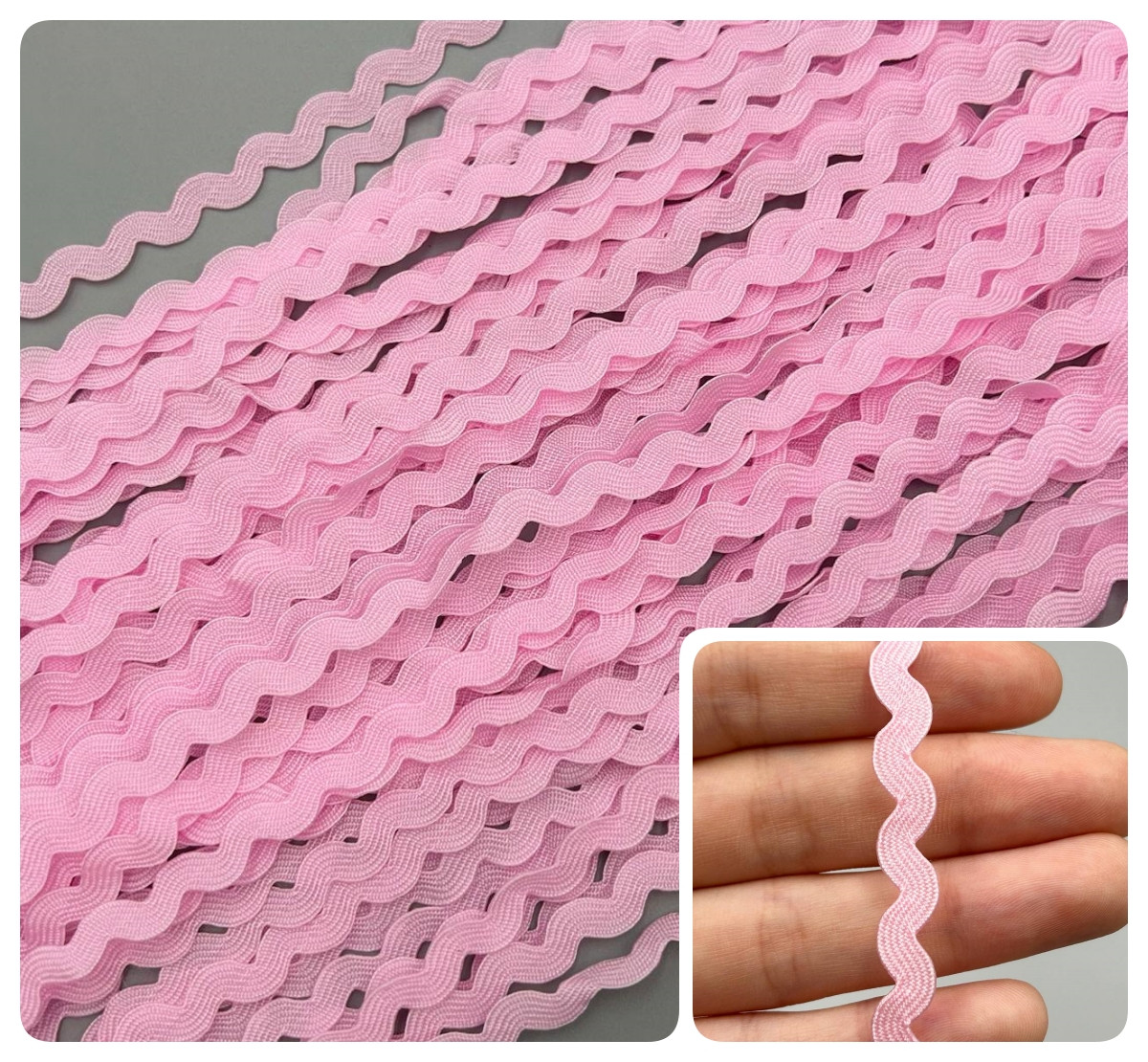 Тесьма декоративна / В'юнок / 5 мм / 24 метри / Рожевий, фото 1