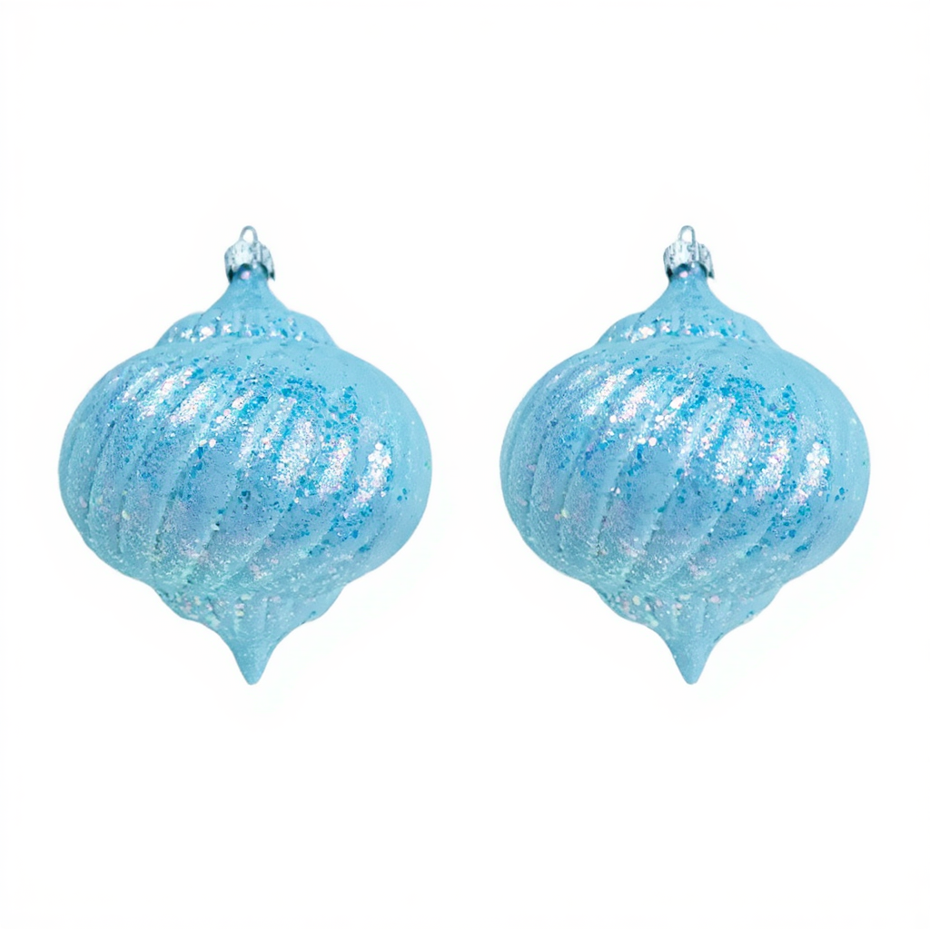 Набір новорічних іграшок Дзига 2 (шт) Ø10 (см) іграшки на ялинку, ялинкові новорічні іграшки Блакитний, фото 1