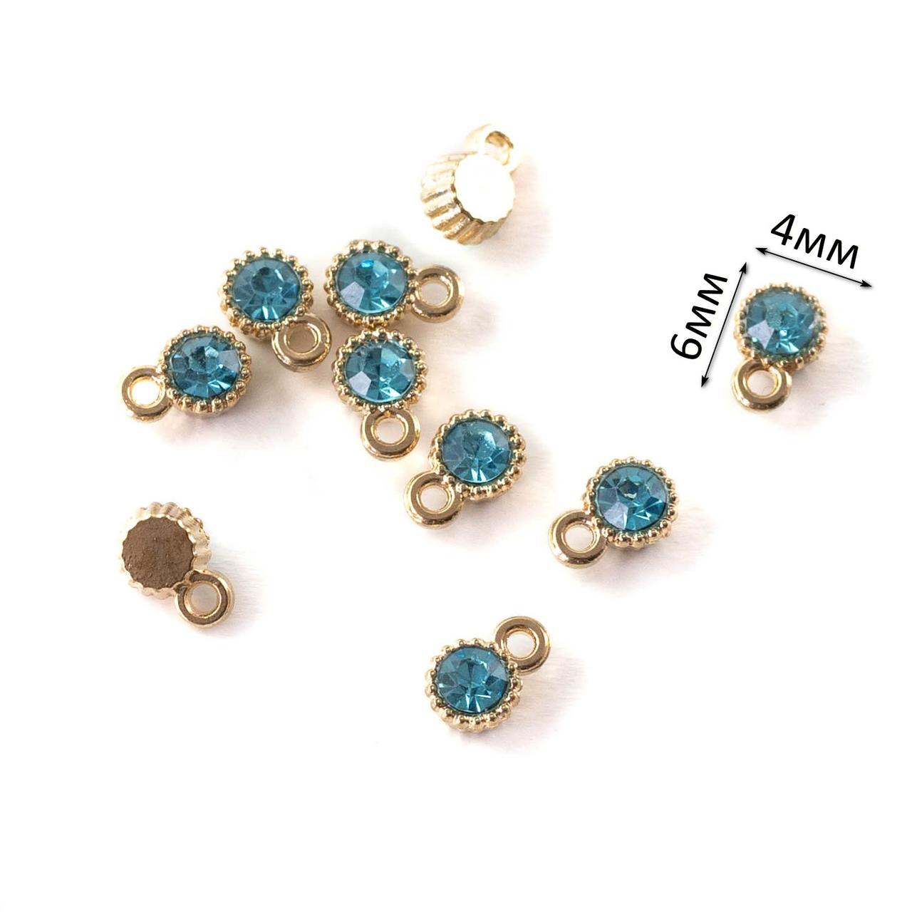 Підвіска золото з блакитним діамантом 1шт 4*6мм PDZ073, фото 1