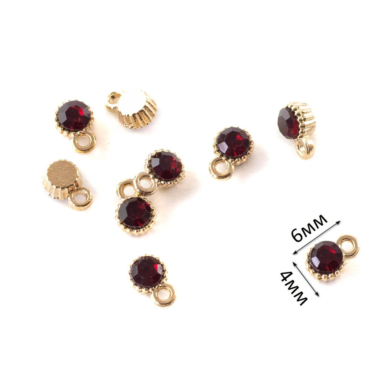 Підвіска золото з темно-червоним діамантом 1шт 4*6мм PDZ075, фото 1