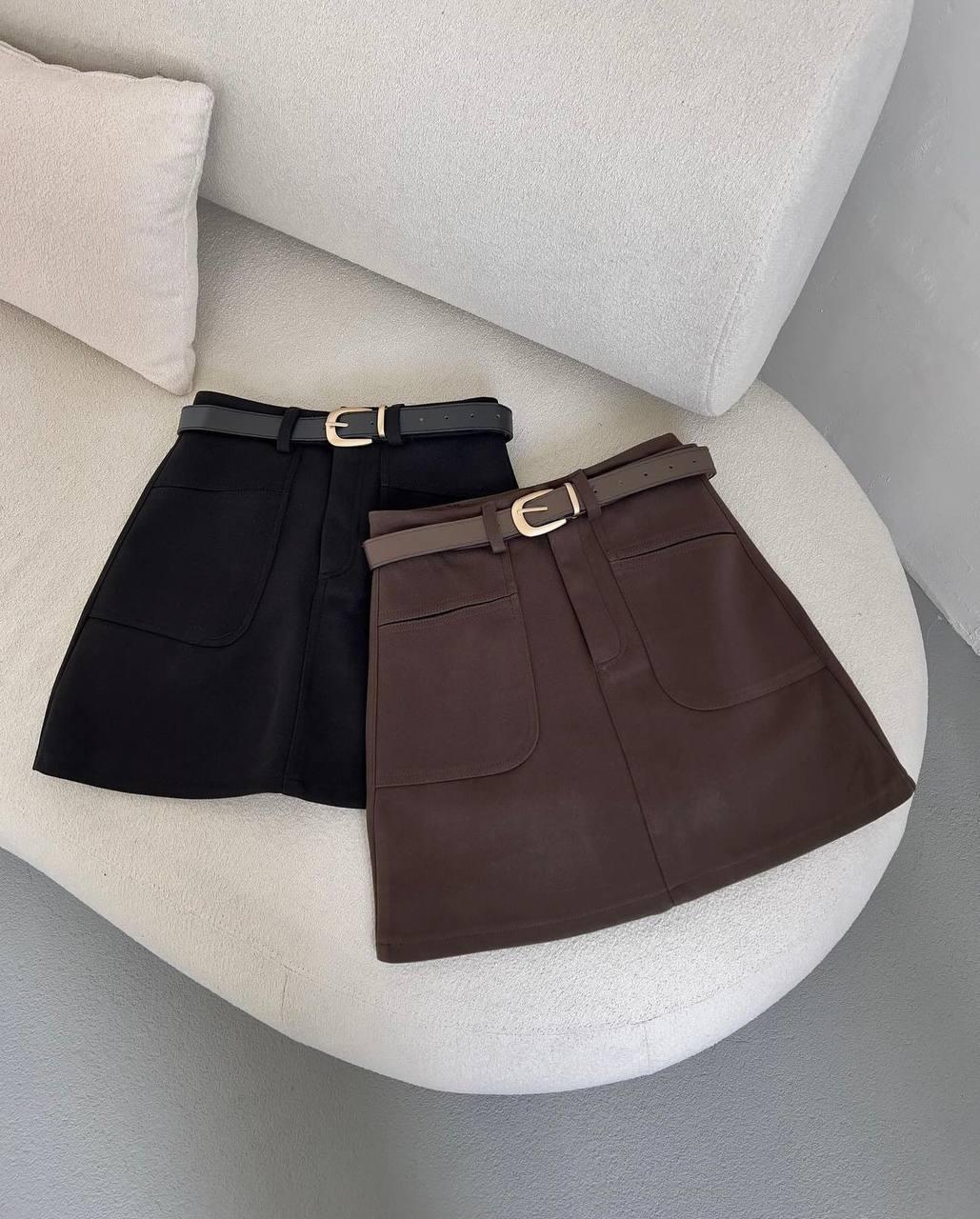 Спідниця з поясом для милих дам "Замша". Розміри: 42-44, 46-48, фото 1