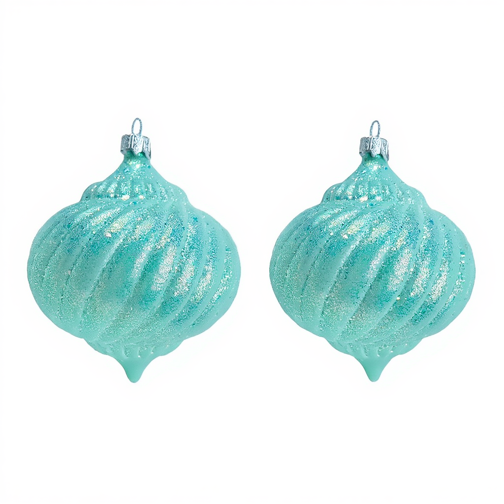 Набір новорічних іграшок Дзига 2 (шт) Ø10 (см) іграшки на ялинку, ялинкові новорічні іграшки Тіффані, фото 1