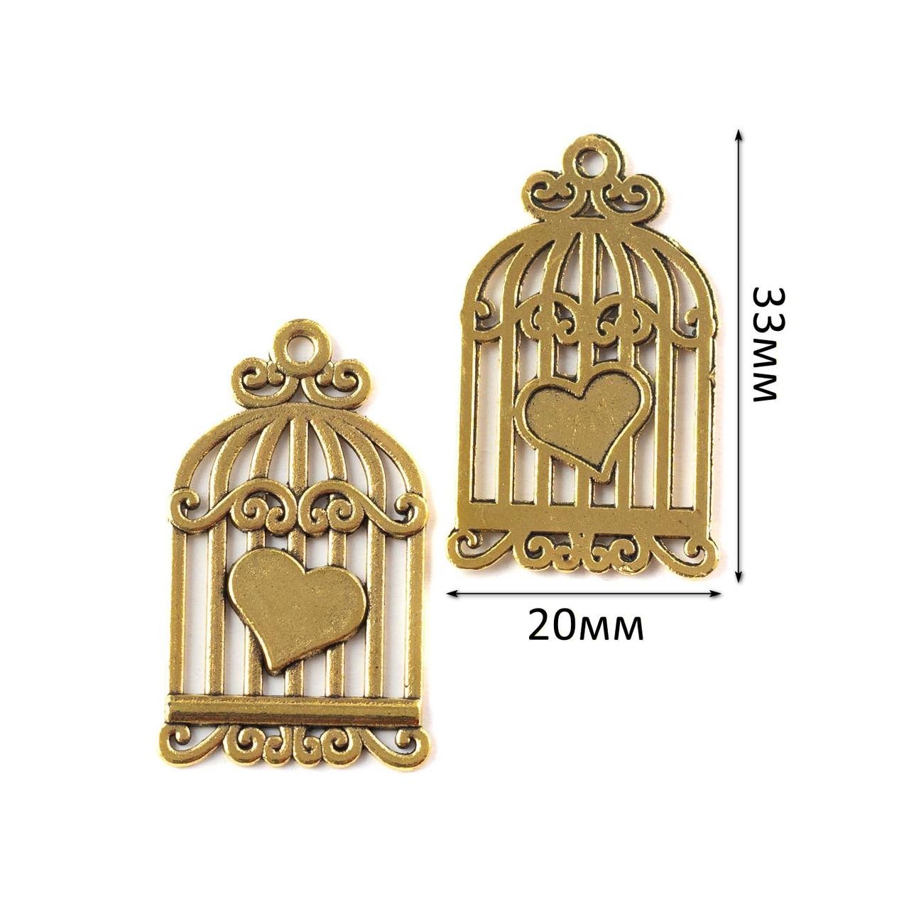 Підвіска Клітка золото 1шт 20*33мм PDZ079, фото 1