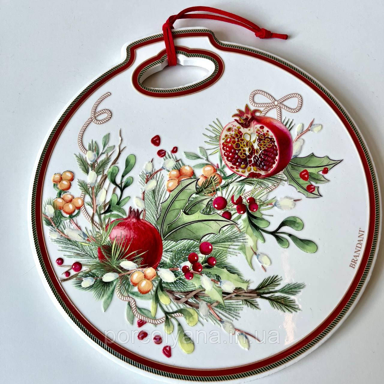 Підставка під гаряче 20 см порцеляна Brandani Carol (Колядка), фото 1