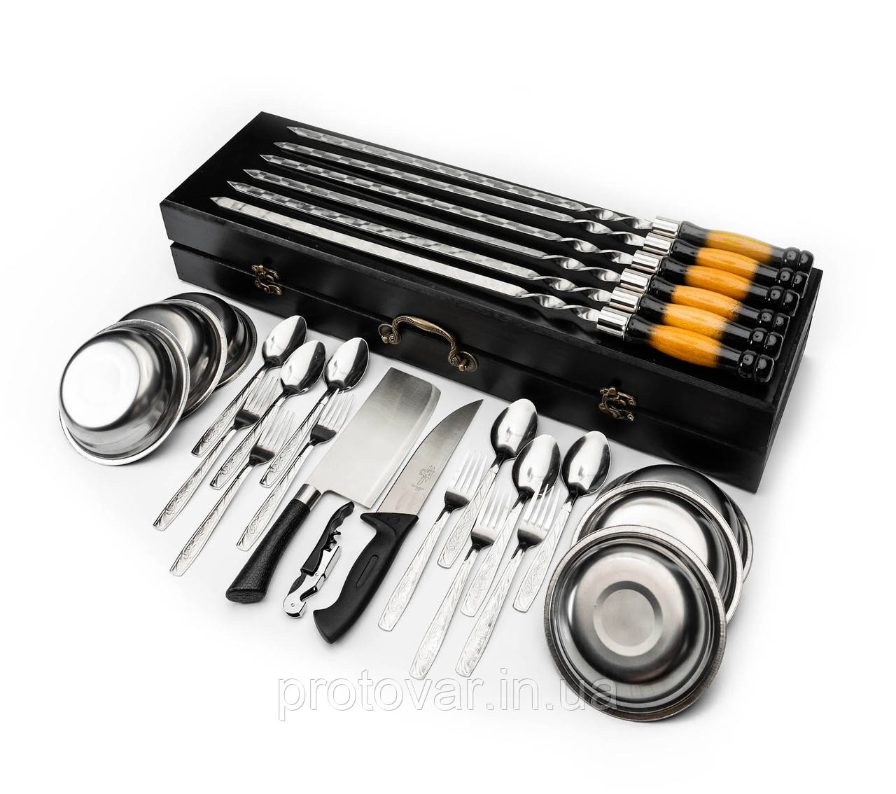 Набір шампурів з дубовими ручками Gradient у дерев’яному кейсі на 6 персон Kuk Gradient