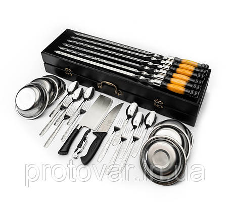 Набір шампурів з дубовими ручками Gradient у дерев’яному кейсі на 6 персон Kuk Gradient, фото 1