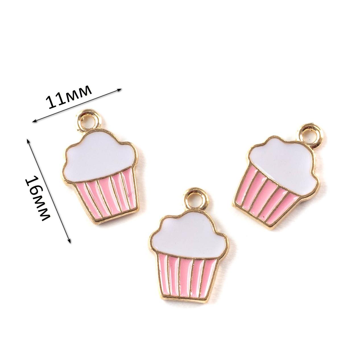 Підвіска Кекс золото з емаллю 1шт 11*16мм PDZ084, фото 1